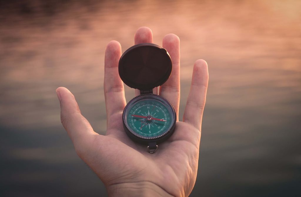 The Man Using Compass To Find Right Ways