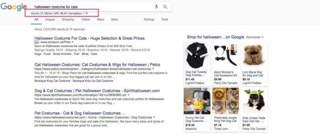 products-keyword-google-search-result-page