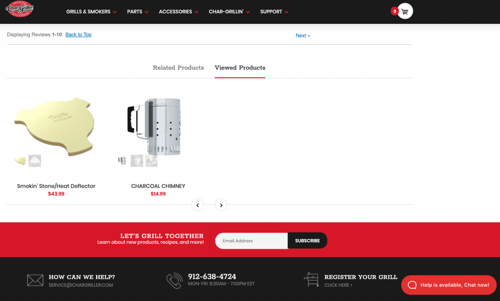 shopify-store-chargriller-website-feature-viewed-products