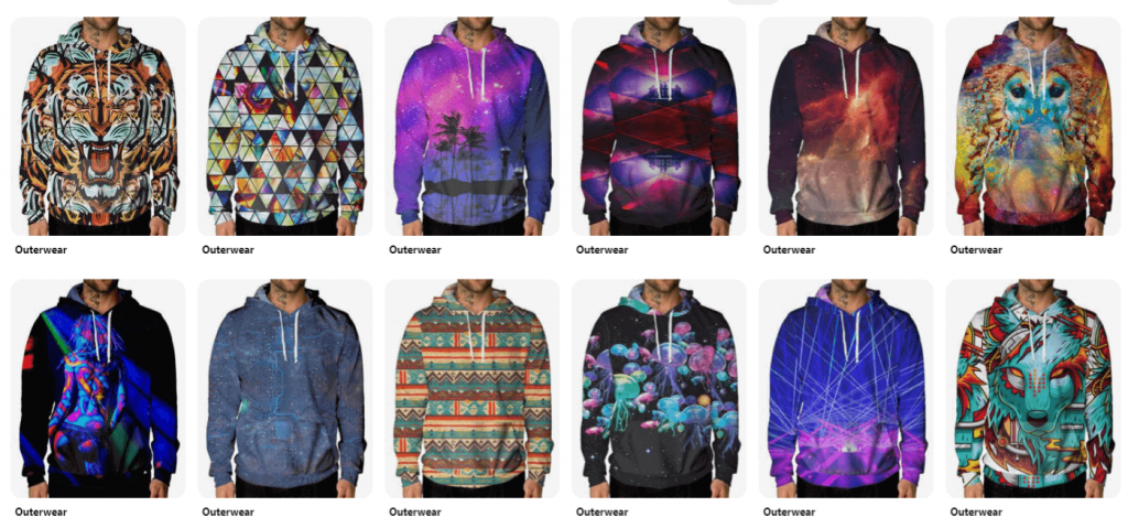 Print on demand products: All-over print hoodie