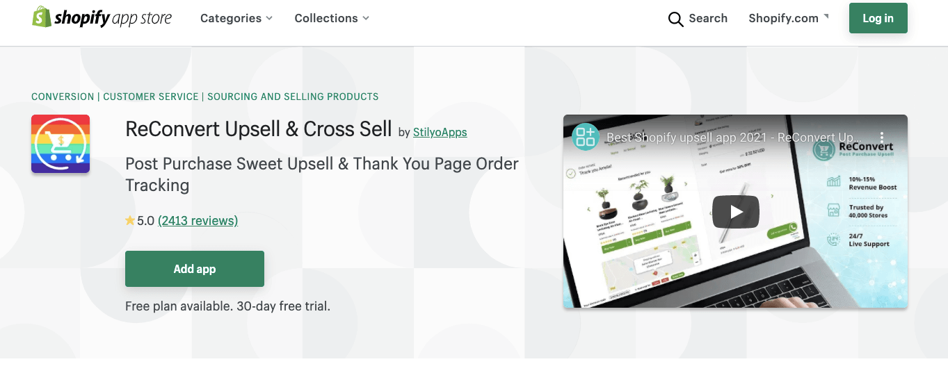 ReConvert Best Shopify Up-sell apps