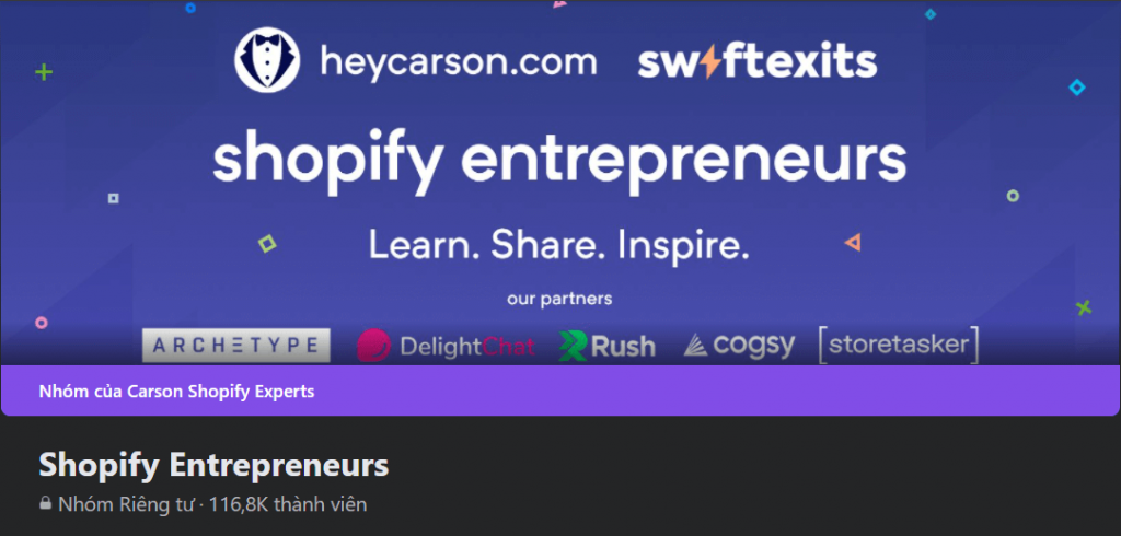 Facebook groups: Shopify Entrepreneurs