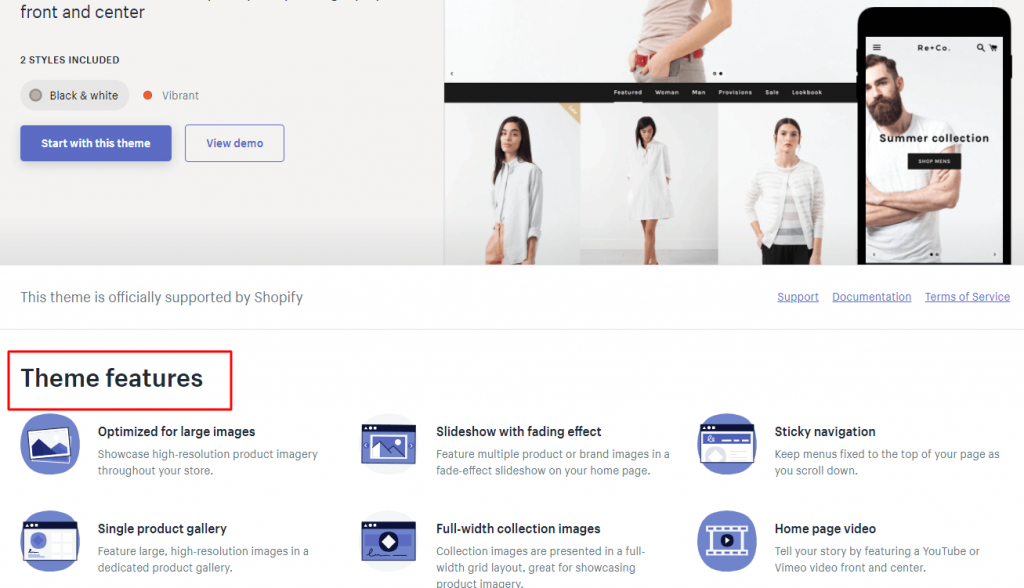 See Theme Features On  Shopify Theme Store